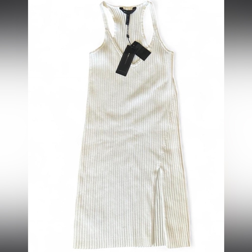 BCBGMAXAZRIA white ribbed knit dress with side slit Size XXS